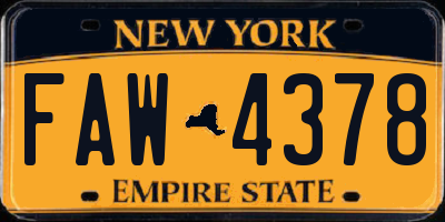 NY license plate FAW4378