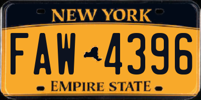 NY license plate FAW4396