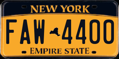 NY license plate FAW4400