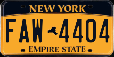 NY license plate FAW4404