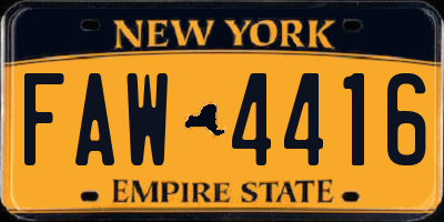 NY license plate FAW4416