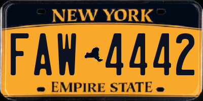 NY license plate FAW4442
