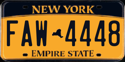 NY license plate FAW4448