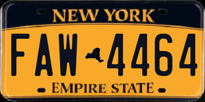 NY license plate FAW4464
