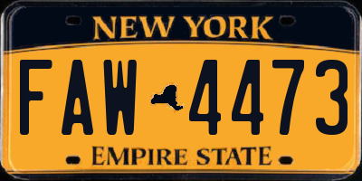NY license plate FAW4473