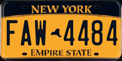 NY license plate FAW4484