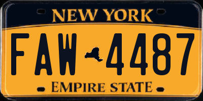 NY license plate FAW4487