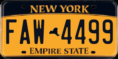 NY license plate FAW4499