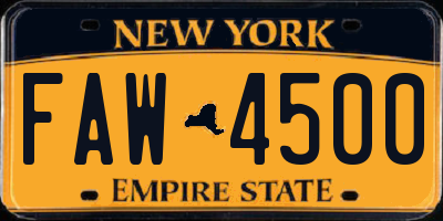 NY license plate FAW4500