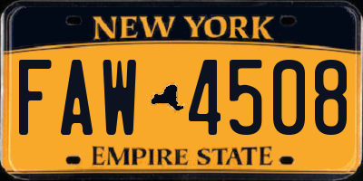 NY license plate FAW4508