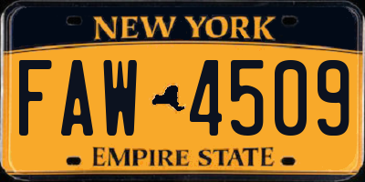 NY license plate FAW4509
