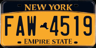 NY license plate FAW4519