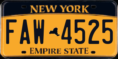 NY license plate FAW4525
