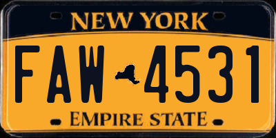 NY license plate FAW4531