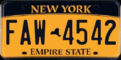 NY license plate FAW4542