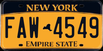 NY license plate FAW4549
