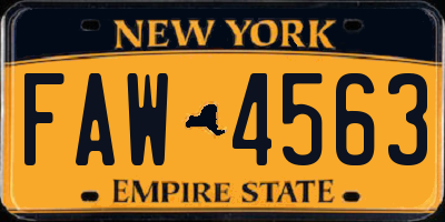 NY license plate FAW4563