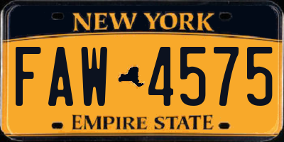 NY license plate FAW4575