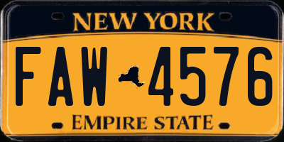 NY license plate FAW4576
