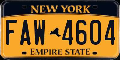 NY license plate FAW4604