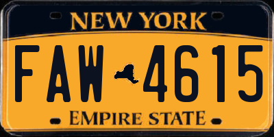 NY license plate FAW4615