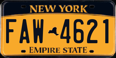 NY license plate FAW4621