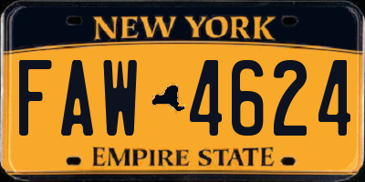 NY license plate FAW4624