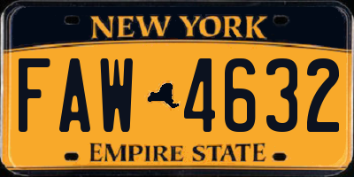 NY license plate FAW4632