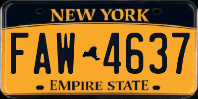 NY license plate FAW4637