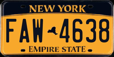 NY license plate FAW4638