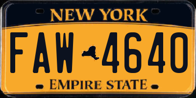NY license plate FAW4640