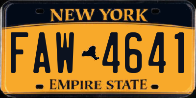 NY license plate FAW4641