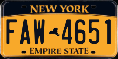 NY license plate FAW4651