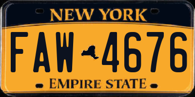 NY license plate FAW4676