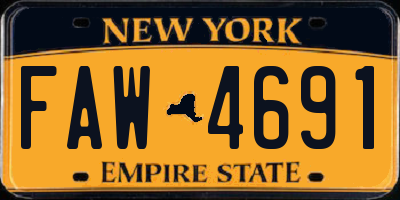 NY license plate FAW4691