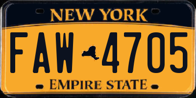 NY license plate FAW4705