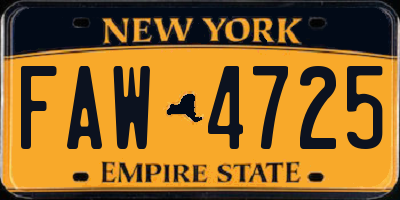 NY license plate FAW4725