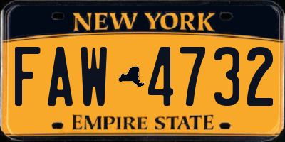NY license plate FAW4732
