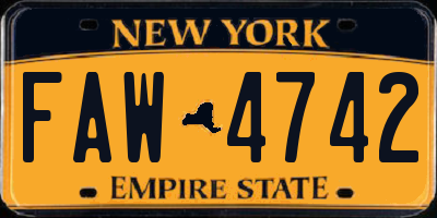 NY license plate FAW4742