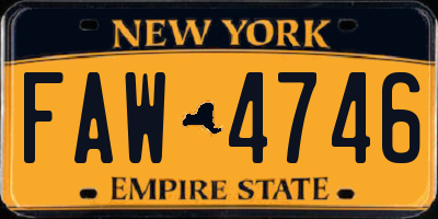 NY license plate FAW4746