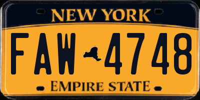 NY license plate FAW4748