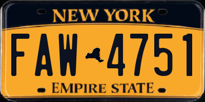NY license plate FAW4751