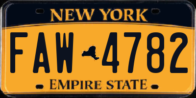 NY license plate FAW4782