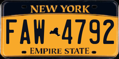 NY license plate FAW4792