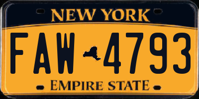 NY license plate FAW4793
