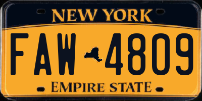 NY license plate FAW4809