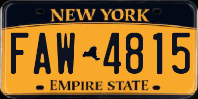 NY license plate FAW4815
