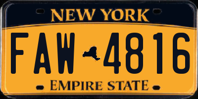 NY license plate FAW4816