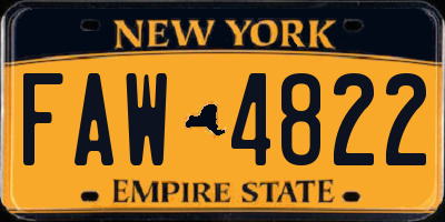 NY license plate FAW4822
