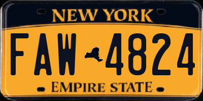 NY license plate FAW4824